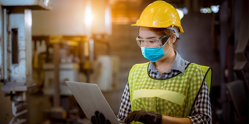 Engineer analyzing data