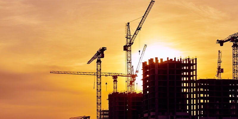 Construction site at dusk