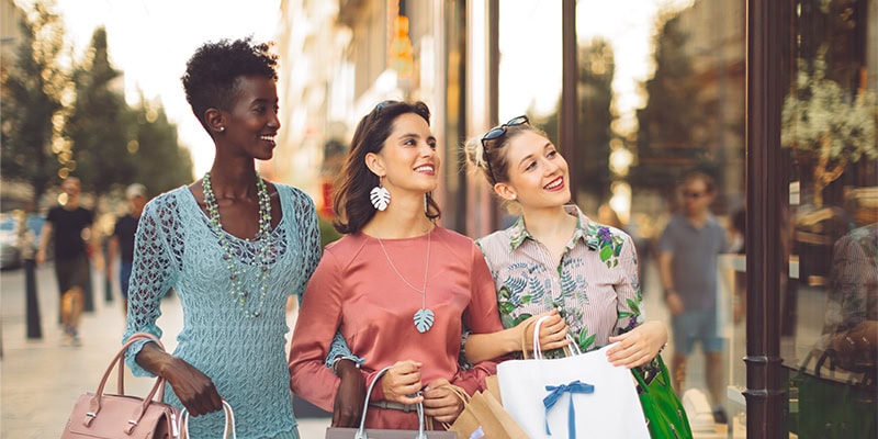 Shopping at outdoor mall