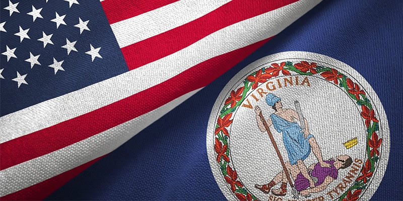 Virginia and U.S. flags