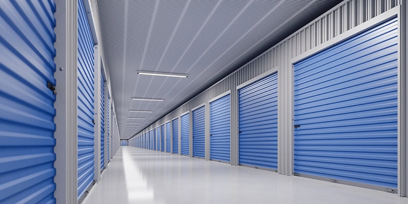 Self-storage units in a building