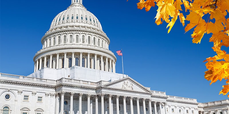 Capitol building in the fall
