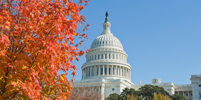 Capitol building in the fall