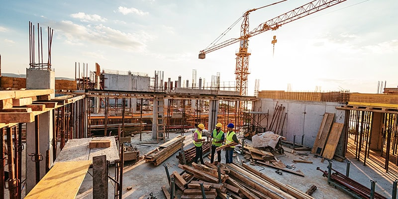 Construction site with workers