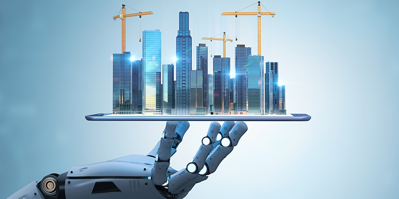 Smart city with robot and development city